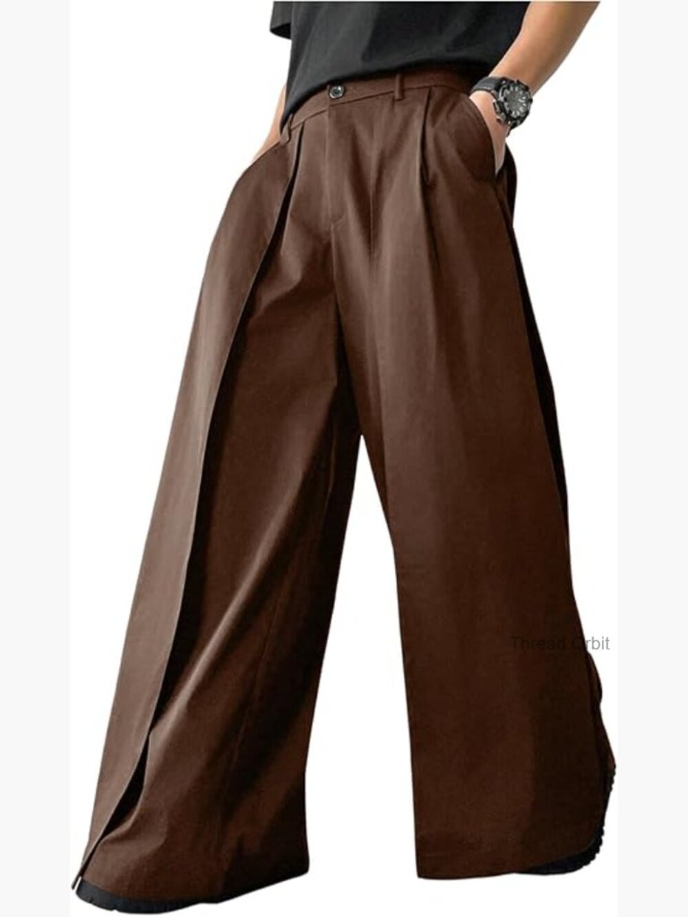 Wide Leg Pleated Dress Pants with Pockets Business Casual